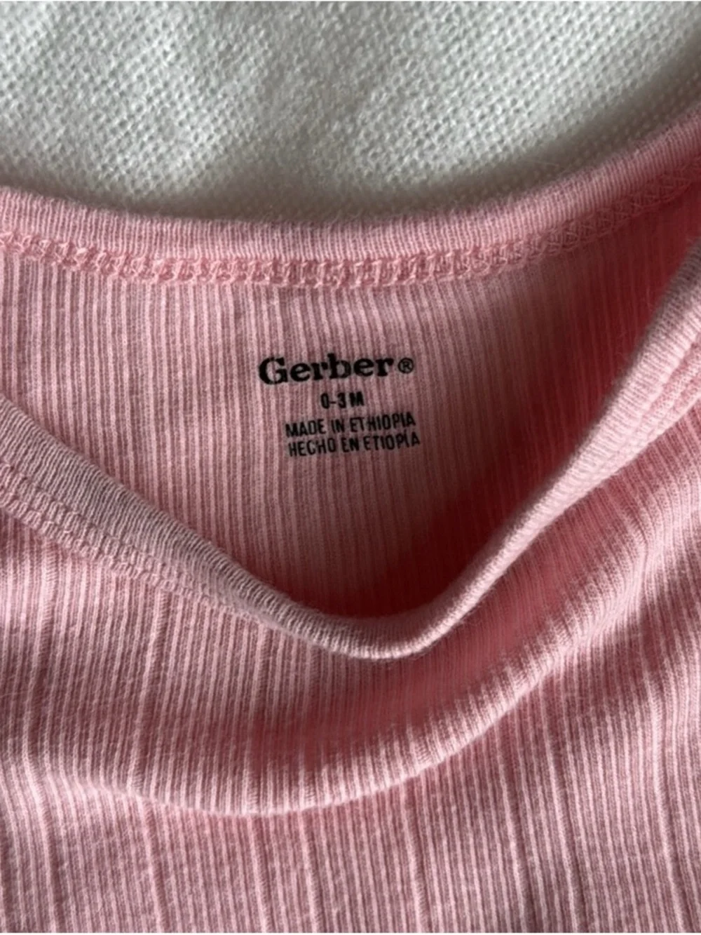 Gerber Ribbed Light Pink Baby One-Piece Bodysuit